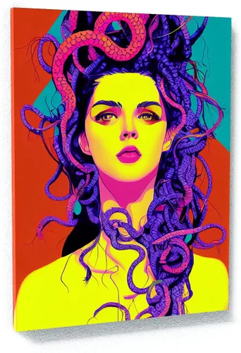 Vista 18 de Sense Canvas Medusa Greek Mythology 2 - Lienzo decorativo para decoración del hogar, póster grande de 30 x 40 / 0.75 pulgadas Medusa Mitología