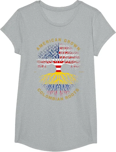 Vista 49 de Camiseta de regalo con la bandera de Estados Unidos con árbol de raíces colombianas
