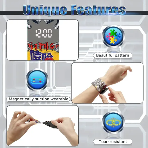 Vista 3 de Joyday Reloj de papel, creativo digital magnético, impermeable, reloj de pulsera de papel, bandas de reloj impermeables de papel, regalos