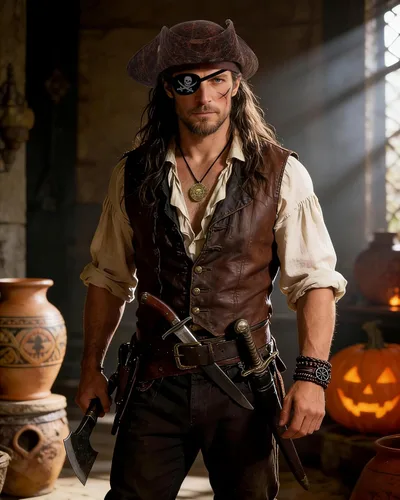 Vista 6 de Pirate Hat Pirate Costume Accessories Set for Men Women Tricorn Hat