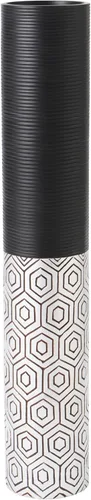 Vista 3 de Leewadee Jarrón decorativo alto para decoración de sala de estar, 34 pulgadas, negro plateado, resina
