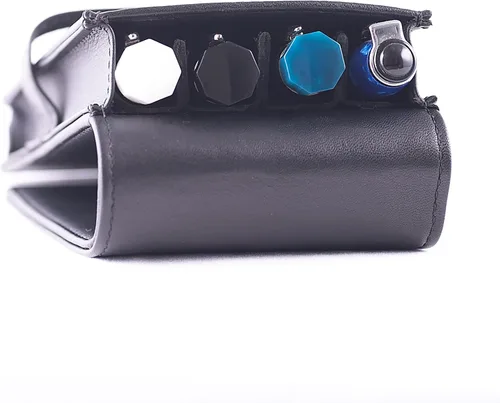 Vista 5 de DiLoro Estuche de cuero para bolígrafo cuádruple, soporte para cuatro bolígrafos y lápices Nappa Negro