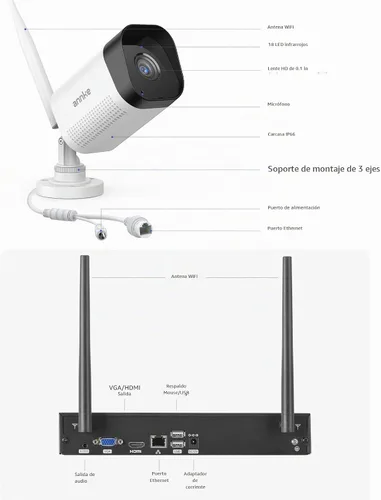 Vista 8 de ANNKE Sistema de cámara de seguridad inalámbrica 16CH 2TB, 4pcs 3MP cámaras