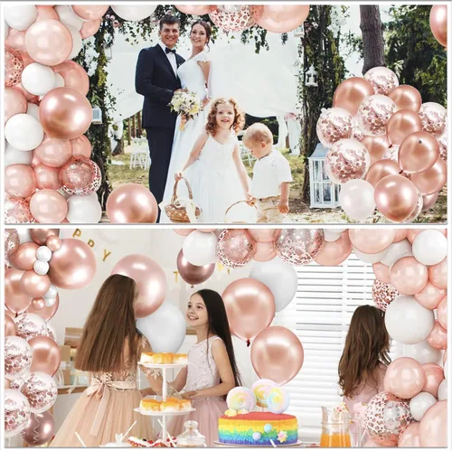 Vista 7 de Kit de arco de globos de oro rosa, globos de oro rosa, kit de guirnalda de globos de oro rosa, decoraciones de fiesta de oro rosa, decoraciones