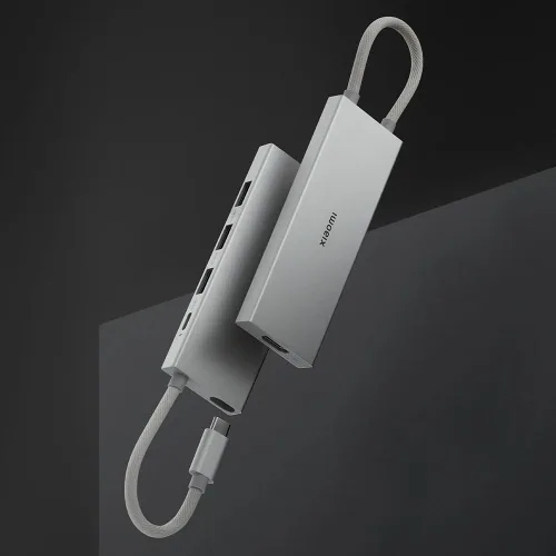Vista 7 de Xiaomi Hub 5 en 1 tipo C, pantalla dual, admite resolución 4KUHD, carga rápida PD100W, USB de alta velocidad 3.0x3, puerto HDMI tipo C