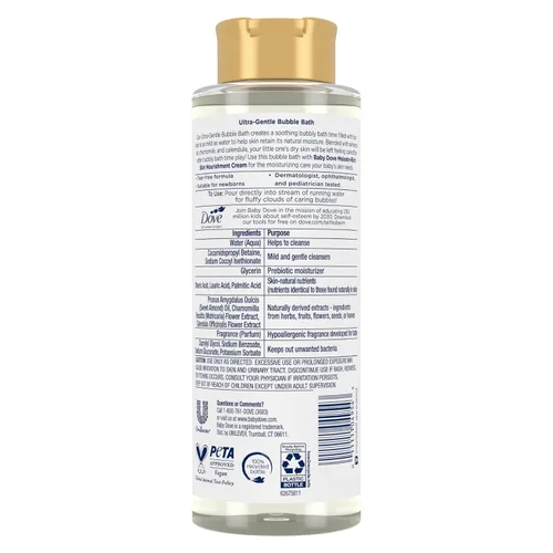Vista 2 de Baby Dove Baño de Burbujas Nutrición para la Piel Rica en Melanina para piel nutrida y diversión en la hora del baño Cuidado de Piel Sensible