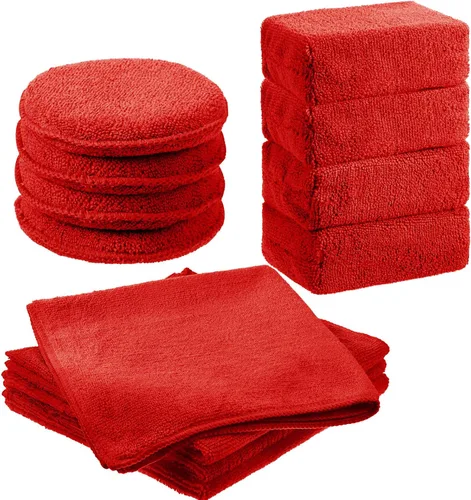 Vista 9 de Tallew Paquete de 12 almohadillas aplicadoras de microfibra para automóvil, incluye aplicador de microfibra de cera redonda, toalla de secado