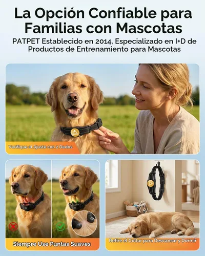 Vista 6 de PATPET - Collar de choque para perro, collar recargable de entrenamiento para perros con control remoto para perros medianos y grandes, 3 modos