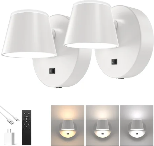 Vista 12 de URSOLA Aplique de pared que funciona con pilas con control remoto, lámpara de pared recargable con batería LED de 9000mAh, 3CCT y ajustable