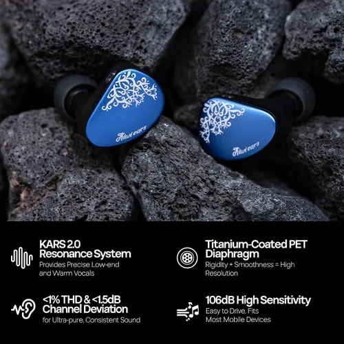 Vista 3 de Linsoul Kiwi Ears Cadenza II 10mm controlador de titanio en el monitor de oído, auriculares IEM con cable HiFi con KARS 2.0, equilibrio tonal
