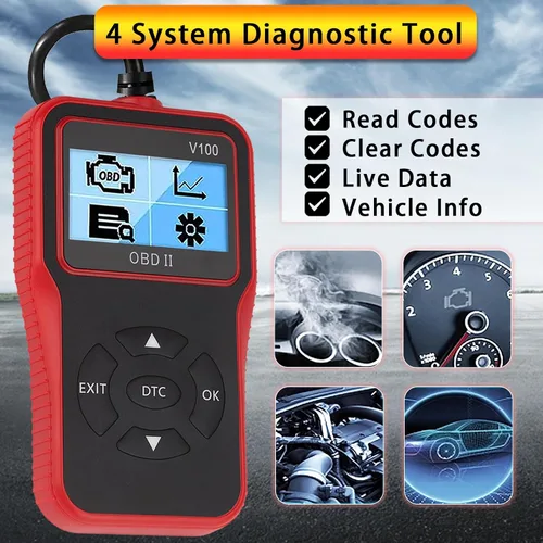 Vista 7 de Herramienta de diagnóstico de diagnóstico V100 OBD2, lector de código, herramienta de diagnóstico de luz del motor, probador de voltaje de batería