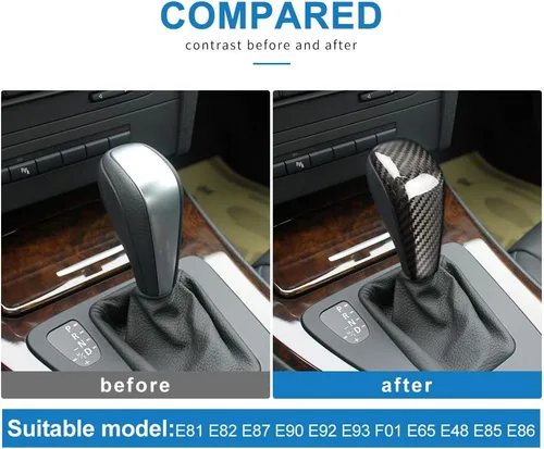 Vista 4 de AIRSPEED Cubierta de fibra de carbono para pomo de palanca de cambios BMW, control central, protector de cabeza de palanca de cambios, accesorios