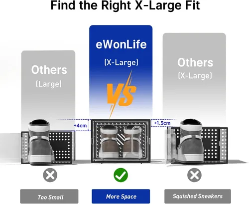 Vista 3 de eWonLife Cajas de zapatos grandes con puerta magnética, paquete de 12 organizadores apilables de almacenamiento de zapatos para armario, contenedor