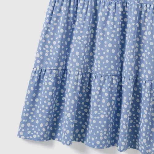 Vista 5 de IFFEI Vestidos de verano para mamá y yo, estilo bohemio, a juego, con volantes, manga abombada, cintura alta, vestido largo por debajo