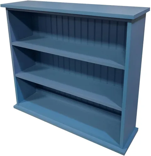 Vista 9 de Sawdust City Estantería de madera maciza (salvia maciza) 36" W x 10" D x 32" H, Three Openings, Ships in 3 Pieces, Assembly Required Verde sólido