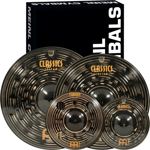 Vista 8 de Conjunto de platillos en caja con hihats de 15", choque de 20", choque-paseo de 22" más un choque de basura de 18" gratis – Classics Custom Dark