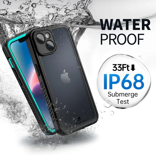 Vista 2 de BEASTEK Funda impermeable para iPhone 14 Plus, funda subacuática a prueba de golpes y polvo, serie FSN con protector de pantalla integrado con verde