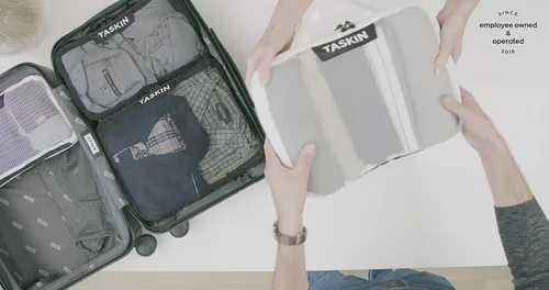 Vista 6 de Taskin Cubos de embalaje de compresión Compartimentos separados de limpieza y suciedad con separador flexible Cremalleras YKK Juego de 4 (2L + 2M)