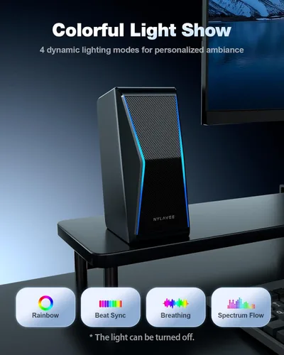 Vista 12 de Nylavee - Altavoces para computadora de escritorio, Bluetooth AUX PC Altavoces RGB