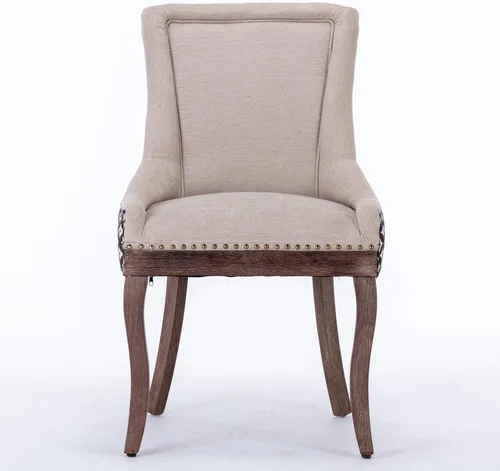 Vista 3 de A&A Furniture Ultra Side Dining Chairs Set of 2, Modern Table & Chair Sets with Thickened Fabric and Solid Wood Legs, Bronze Nail Head Accent