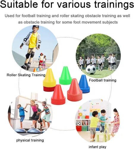 Vista 3 de OUKENS Conos marcadores de entrenamiento, 10 mini conos deportivos de 3 pulgadas, equipo deportivo de entrenamiento de fútbol, barreras de patinaje