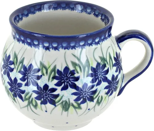 Vista 8 de Blue Rose Polish Pottery - Yellow Alyssa Bubble Mug - 14 oz - Unique Shape Mug for Coffee & Tea