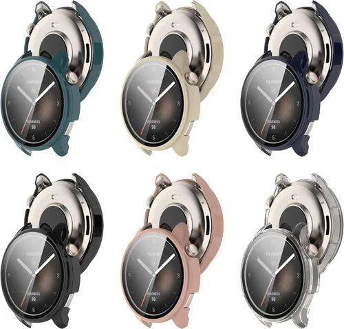 Vista 5 de Funda compatible con Amazfit Balance Frame PC funda protectora + película de vidrio templado para Amazfit Balance Smartwatch protectores de pantalla