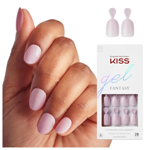 Vista 13 de KISS Gel Fantasy, uñas a presión, pegamento de uñas incluido, 'Aim High', negro, tamaño corto, forma cuadriculada, incluye 28 uñas, 0.07 onzas