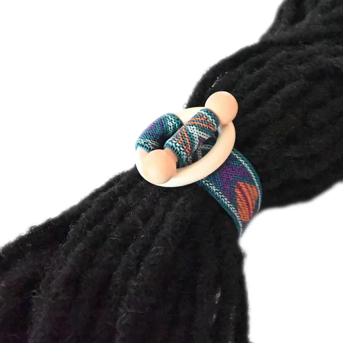 Vista 5 de 2 piezas de ligas para el cabello, accesorios para rastas, cinta elástica incrustada, soportes para cola de caballo coloridos estilo bohemio