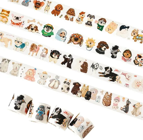 Vista 10 de WT Chonky Cat Washi - Juego de calcomanías de cinta Washi, 4 rollos, diseños originales, calcomanía decorativa de acuarela de lindo gato, calcomanía