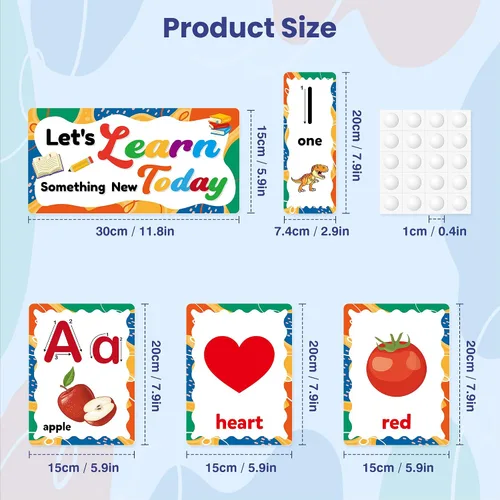 Vista 2 de D-FantiX Juego de 58 tablones de anuncios del alfabeto y números, tarjetas educativas de manuscritos para preescolar, números del alfabeto