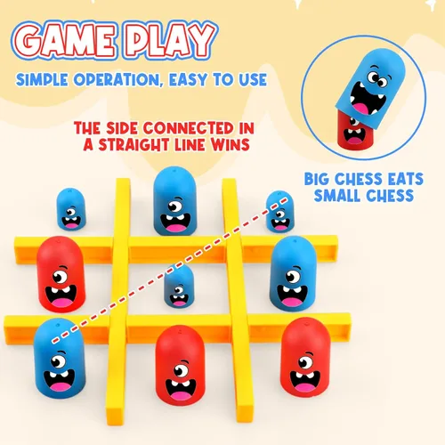 Vista 3 de Aooess Juego de Tic Tac Toe: juego de mesa para niños, juego de mesa estratégico de anidación de Tic Tac Toe para niños y adultos