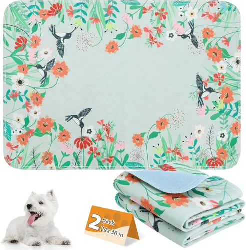 Vista 37 de KOOLTAIL Almohadillas lavables para orina de perros, paquete de 2 almohadillas de entrenamiento súper absorbentes reutilizables impermeables