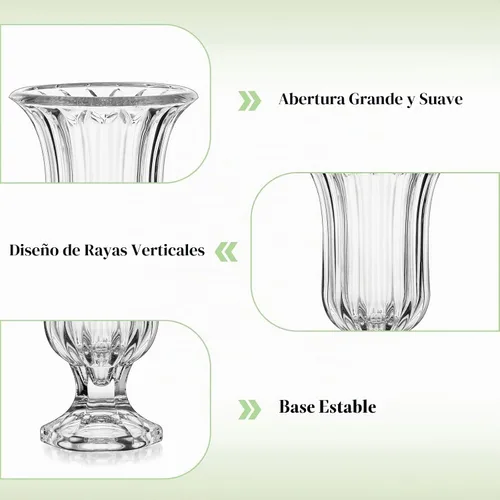 Vista 4 de Glasseam Jarrón de cristal con pedestal para flores, juego de 3 jarrones de compota de 7.5 pulgadas de alto, jarrones transparentes para centros