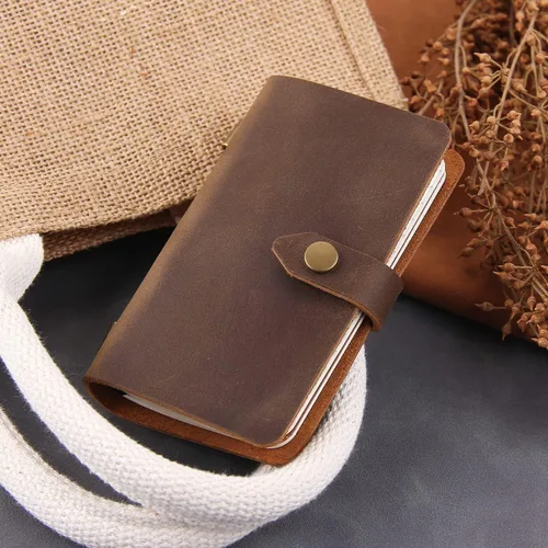Vista 6 de Cuaderno de viaje pequeño de cuero, cuaderno de diario vintage con papel rayado, cuaderno de notas de cuero mini hecho a mano para mujeres y hombres