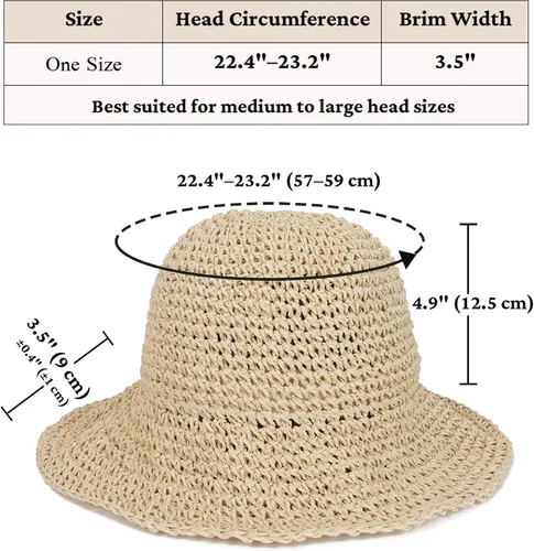 Vista 4 de Sombrero de paja para mujer, plegable, plegable, de ala ancha, para verano, playa, sombrero de ganchillo