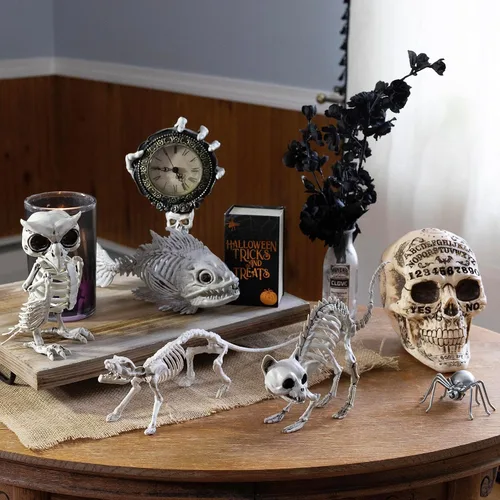 Vista 7 de Esqueleto de pez de piraña para decoración de Halloween, paquete de 2