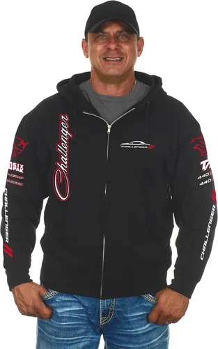 Vista 2 de JH DESIGN GROUP Sudadera con capucha Dodge Challenger para hombre en 2 estilos y cremallera