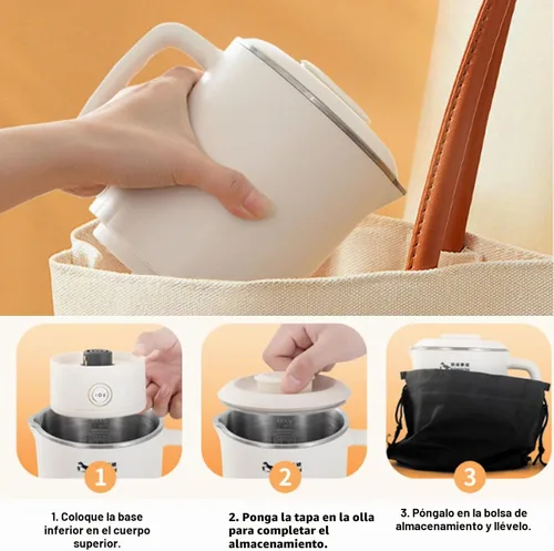 Vista 5 de CCYLEZ Hervidor eléctrico portátil de 20.3 fl oz, hervidor de viaje plegable de acero inoxidable, espumador de leche, cafetera con control