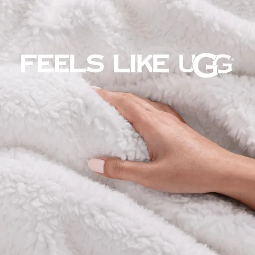 Vista 4 de UGG - Manta de arrullo Bliss, manta de forro polar suave y mullida para cama o sofá, tamaño extragrande, cálida, reversible, lavable a máquina