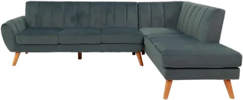 Vista 2 de Plush Cushion 2-Piece Sectional Sofa Set Left Facing Sofa Right Facing Chaise in Dark Gray Velvet for Contemporary Living Room Comfort