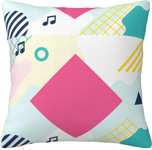 Vista 5 de Retro Musical Notes. Geometric Shapes Pillow Covers20 X20 Super Soft Plush Pillowcases for Home Decor
