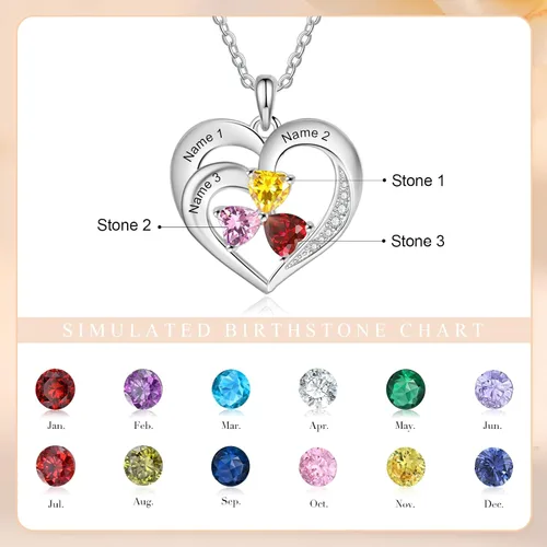 Vista 5 de Jeweidea Collar con colgante de piedra natal y nombre personalizado para mujer, regalo de joyería personalizado para mamá, esposa