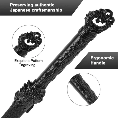 Vista 2 de Espada Katana japonesa hecha a mano, espada samurái de acero al carbono sin afilar con vaina, espada de espiga completa para colección, exhibición