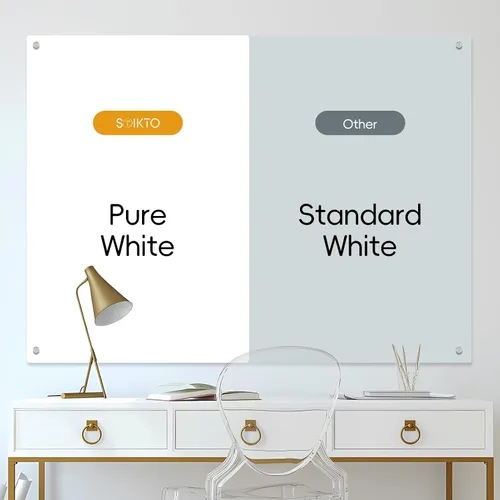 Vista 2 de Pizarra blanca de cristal – Pizarra de cristal de borrado en seco de 36 x 24 pulgadas, pizarra magnética blanca pura para escritura, pizarras