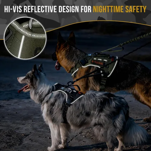 Vista 6 de OneTigris Arnés táctico sin tirones para perros pequeños, chaleco reflectante K9 de fácil control con paneles de gancho y bucle, arnés ajustable