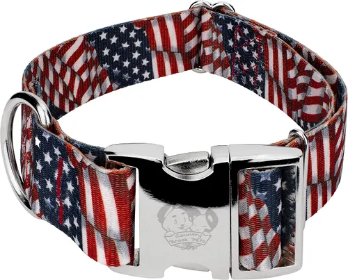 Vista 8 de Country Brook Petz HossFit Jr - Collar ancho de alta calidad para perro, colección Americana con diseños patrióticos (celebración americana, mediano)