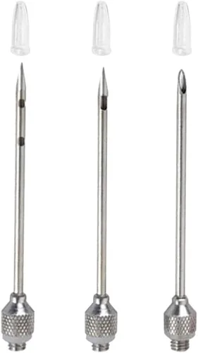 Vista 8 de Kit de jeringa-e para inyector de carne, inyector de pavo poroso de 3 agujas para carnes con cepillo de limpieza, inyector de adobo jeringa-e
