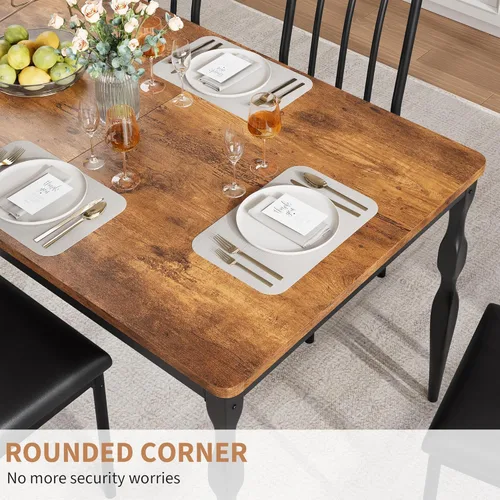 Vista 4 de IDEALHOUSE Mesa de comedor de granja rectangular de 78 pulgadas para 6-8 personas, mesa de cocina de madera con patas resistentes, mesa de cocina