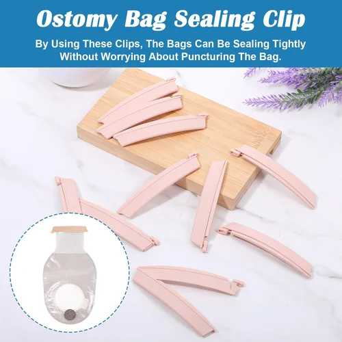 Vista 5 de 10 clips para bolsa de ostomía, abrazaderas para bolsa drenable, cierre de cola Reusable, Universal Curved Closure Colostomy Clamps for Colostomys